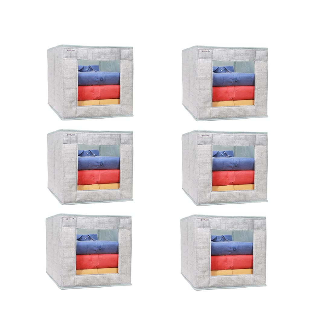Prettykrafts 6 Pcs Jute Shirt Stacker/Cloth Organizer For Storage/Closet & Wardrobe Organizer For Storage/Foldable Shirt Organiz