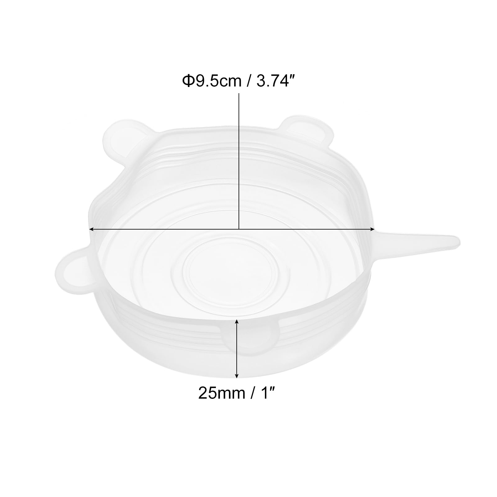 uxcell Silicone Stretch Lids, 4-Pack Reusable Bowl Covers, 3.74" Round, White