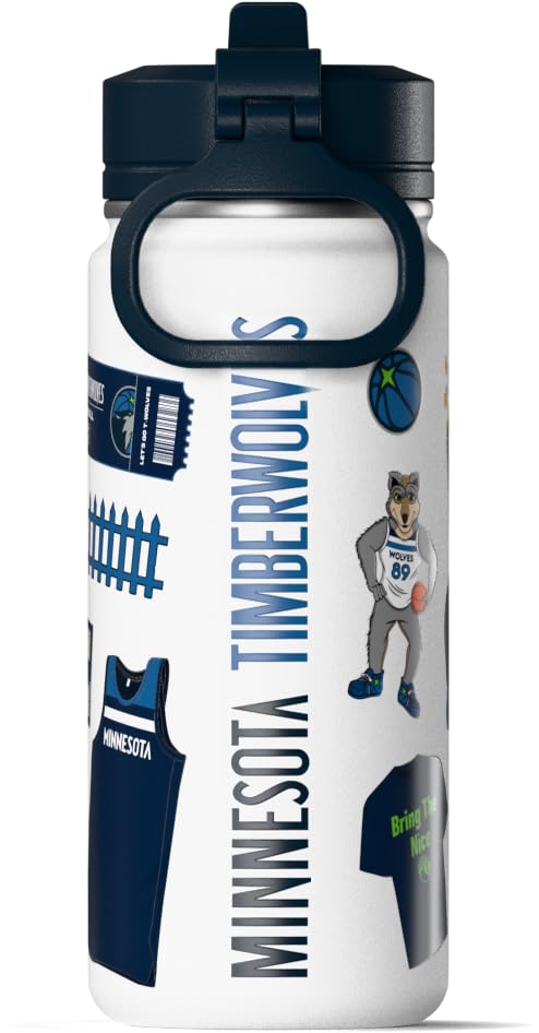 Hydrapeak x NBA Officially Licensed Minnesota Timberwolves 20 oz Active Water Bottle with Chug Lid and Handle Reusable Stainless