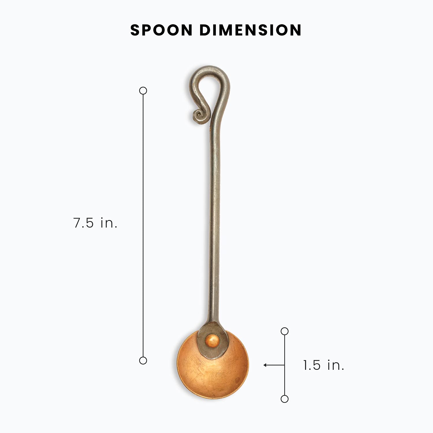 Copper And Steel Coffee Scoop | Food Grade & Measures 2 Tsp | Antique & Rustic Cast Iron Metal Spoon | Use For Espresso Beans, T