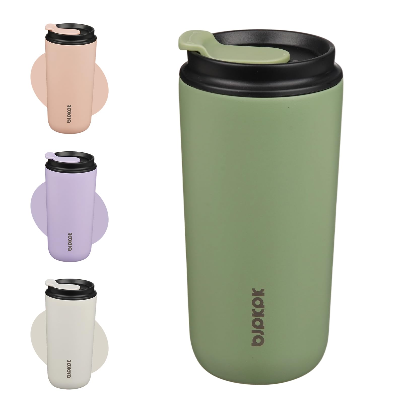 BJPKPK 16oz Insulated Tumbler with Lid,Travel Coffee Mug Stainless Steel,Leakproof Reusable Thermal Cup for Cold and Hot Drinks,