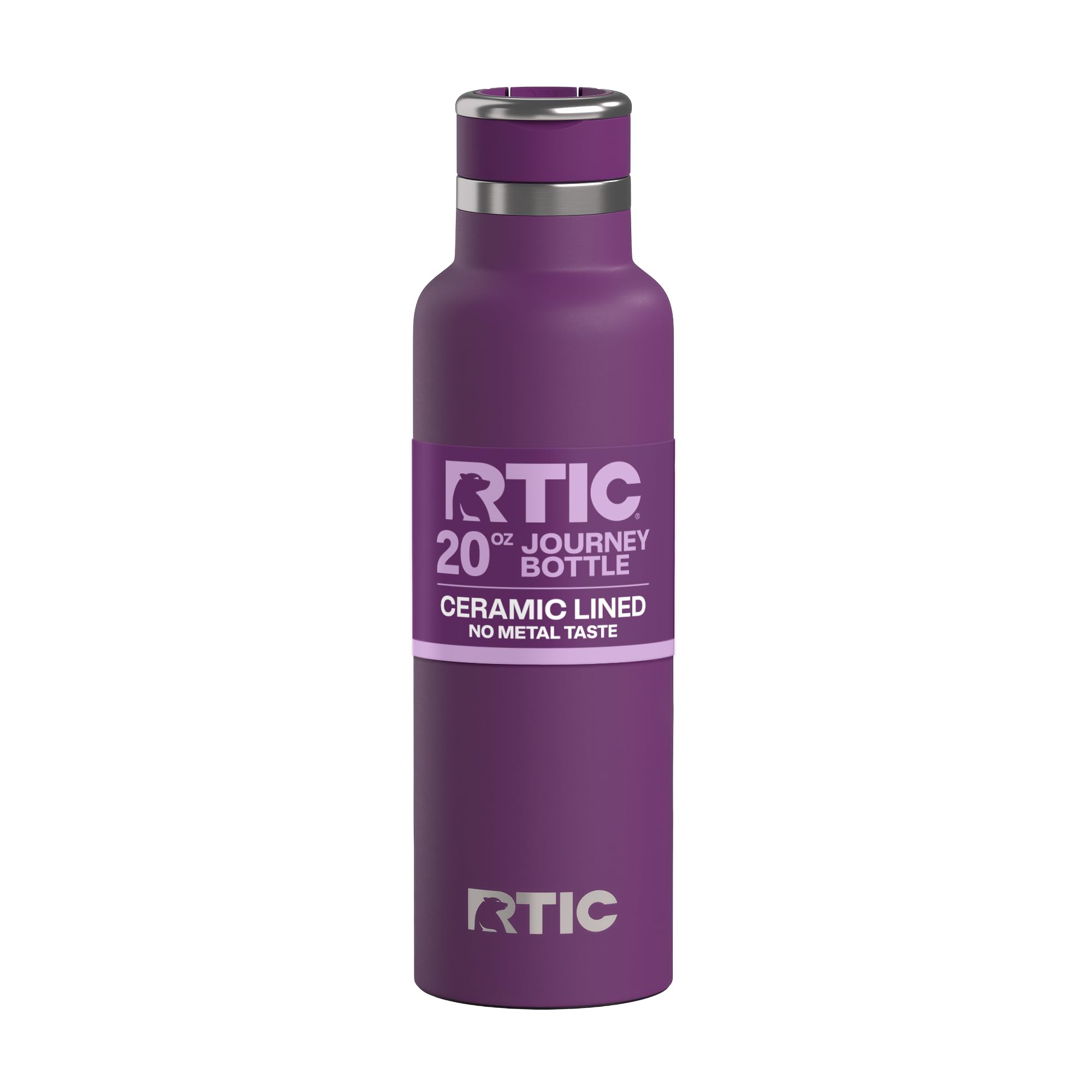 RTIC 20oz Journey Water Bottle Ceramic Lined Metal Stainless Steel Vacuum Insulated, BPA Free, Reusable, for Water, Hot and Cold
