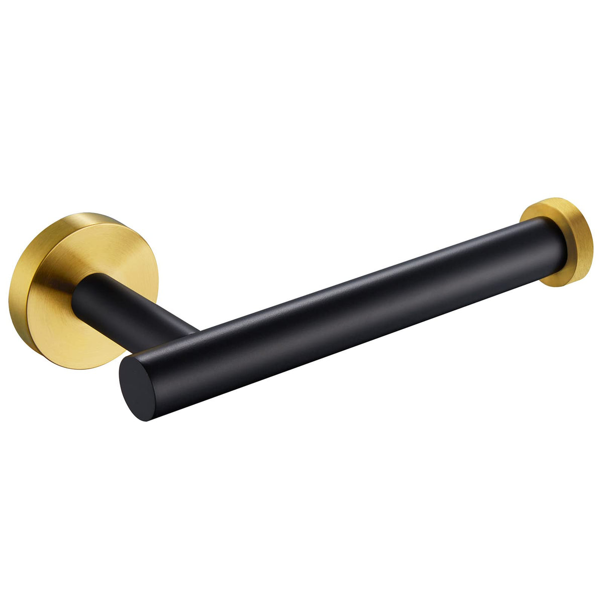 Toilet Paper Holder, Aplusee Stainless Steel Half Open Round Tissue Roll Hanger, Bathroom Kitchen Wall Storage (Black & Gold)