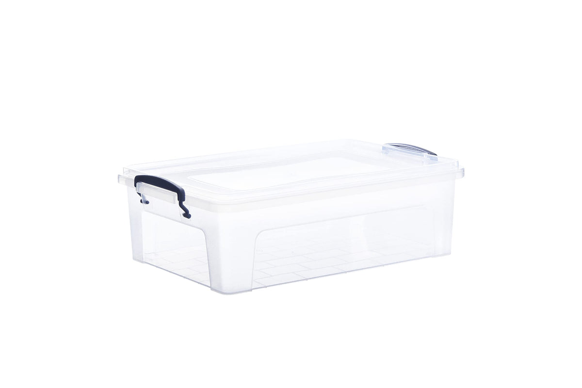 Superio 4 Qt Clear Plastic Storage Bins With Lids And Latches, Organizing Containers, Stackable Plastic Tote For Household, Gara