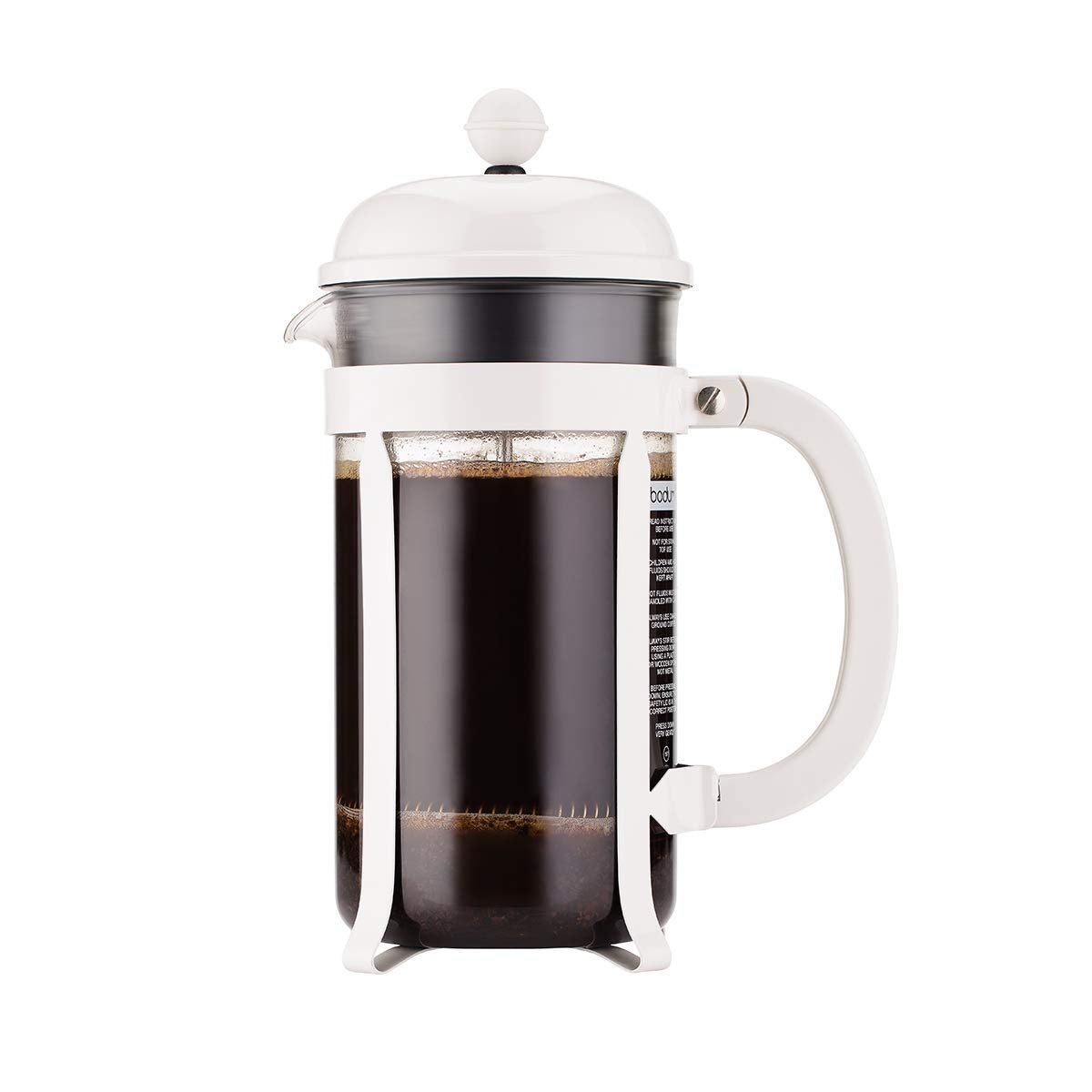 Bodum 34Oz Chambord French Press Coffee Maker, High-Heat Borosilicate Glass, Stainless Steel, White - Made In Portugal