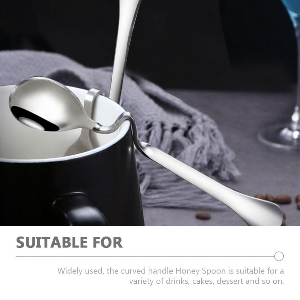 4Pcs Hanging Coffee Spoons, Bending Handle Jam Spoons Stainless Steel Honey Spoons Dessert Spoons For Tea Coffee Dessert, 4 Size