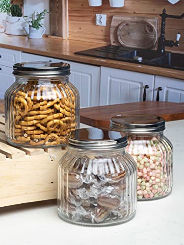 Goodhomes Glass Storage Jar With Metal Lid (Set Of 3Pcs) H41213P