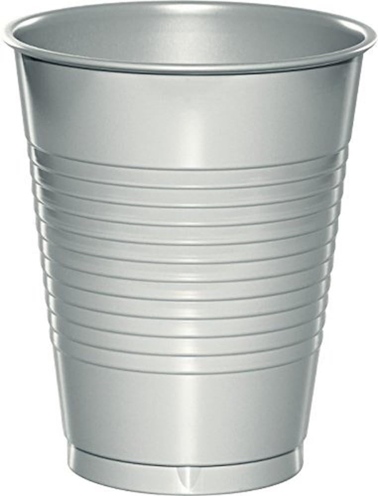 Creative Converting Premium Plastic Cups 16 Oz, 20 Count (Pack Of 1), Shimmering Silver