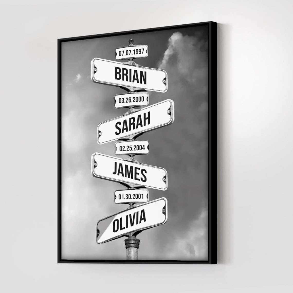 VIRAGIL Personalized Vintage Street Sign Poster Canvas - Multi-Names Family Wall Art, 11L" x 9W", Paper & Fabric, Color 1