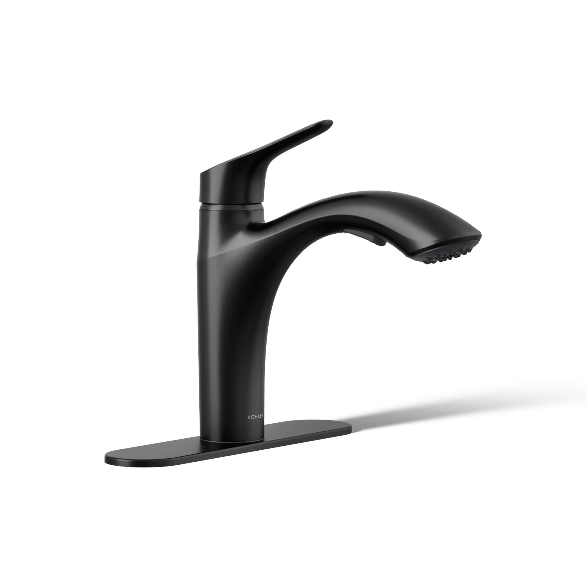 KOHLER 30468-BL Rival Single Handle Pull-Out Kitchen Sink Faucet, 1.5 GPM, High-Arch Swing Spout, Two-Function Sprayhead, Matte 