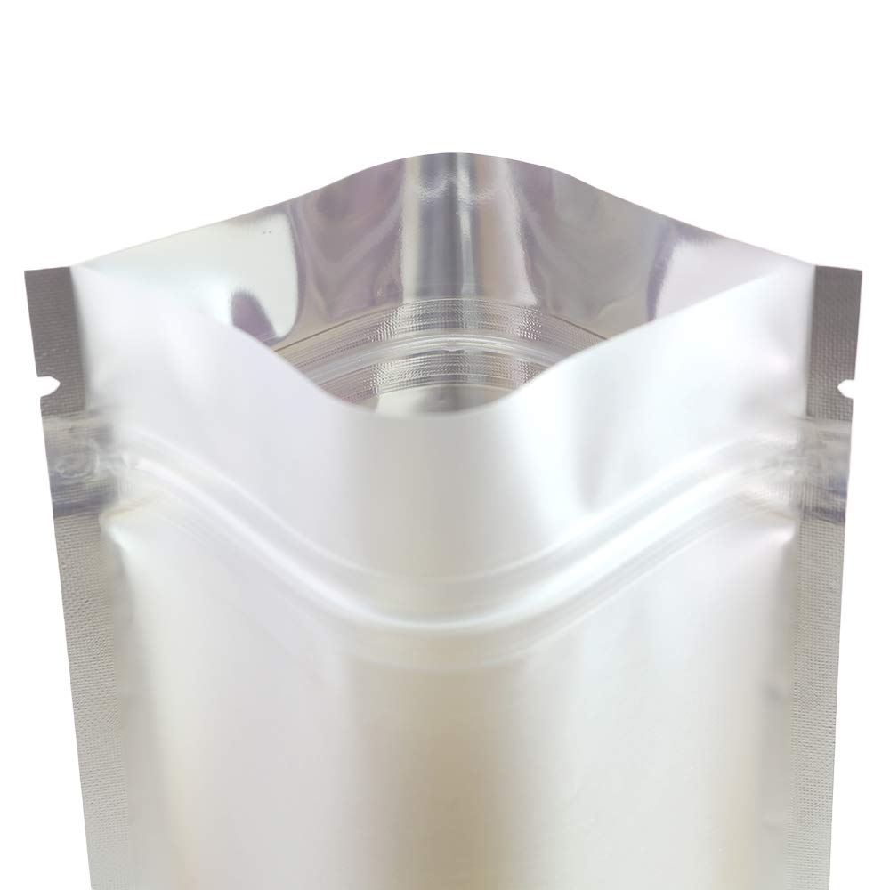 Qq Studio 100Pcs Matte Double-Sided Colored Stand-Up Bags (8.5X13Cm (3.3X5.1''), Translucent/Gold)