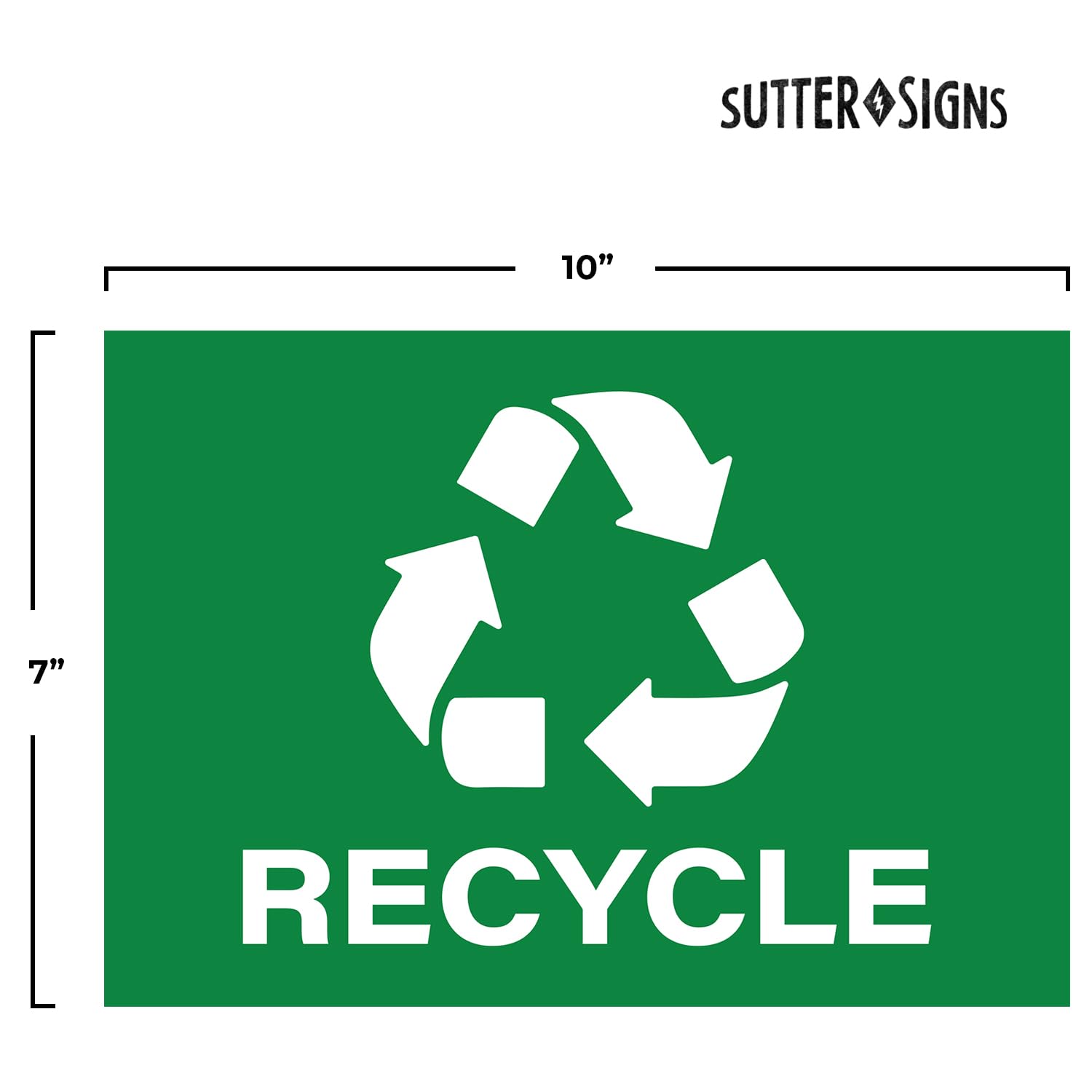 Recycle Stickers, Self Adhesive Weatherproof Vinyl Stickers, Green, 7'' X 10'' (Pack Of 4)