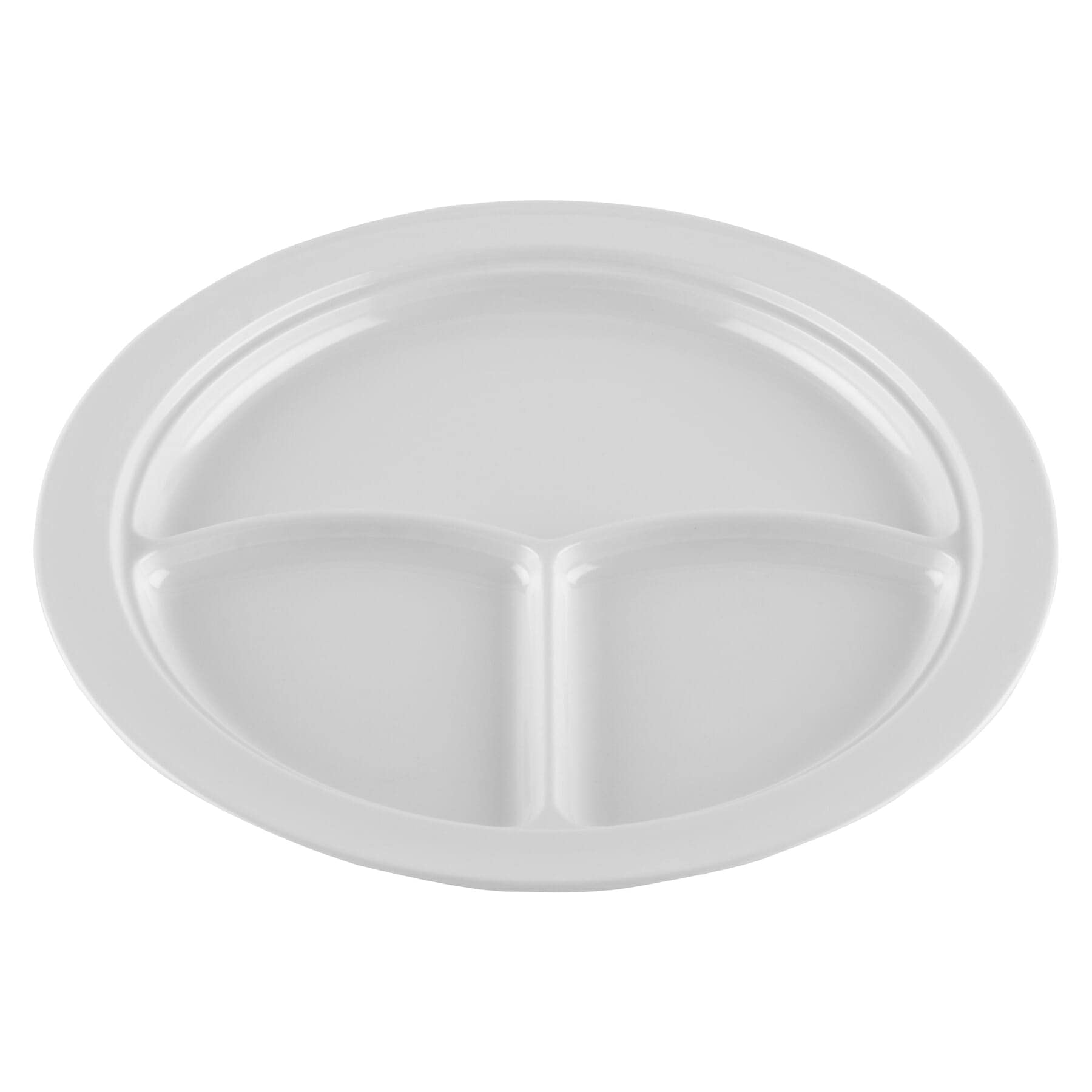 G.E.T. Heavy-Duty 3 Compartment Plastic Divided Compartment Plates, Deep Sided, 10, White (Set of 12)