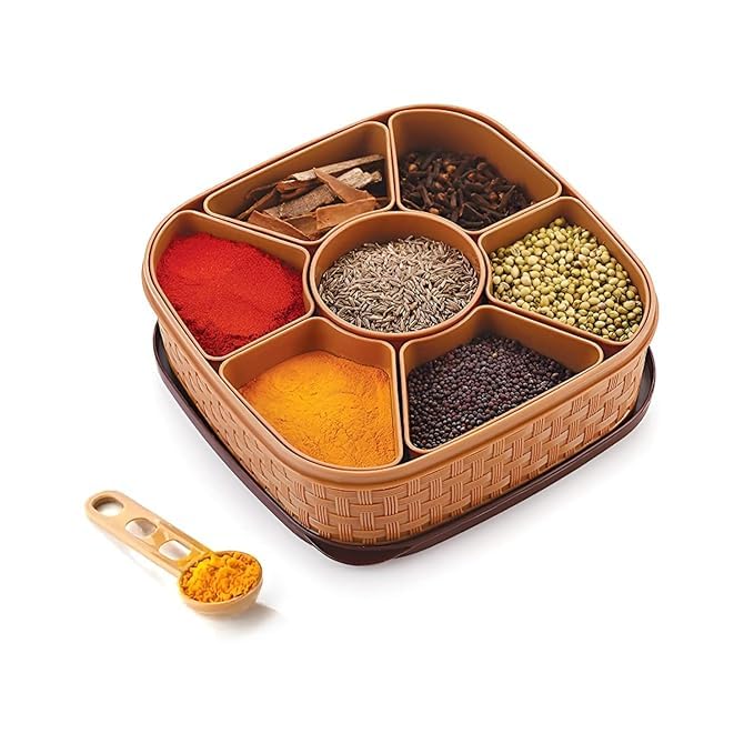 Elegant Emporium Bpa Free Plastic Food Grade, Odourless, Microwave/Refrigerator Safe Masala Box, Masala Dabba, Spice Container W