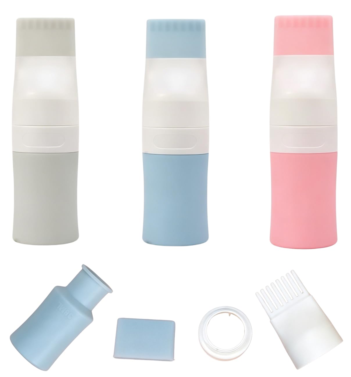 Bebolizerch 3Pcs Silicone Hair Oil Applicator, 38ml Root Comb Dispenser Bottle, Portable Empty Bottles for Hair Care with Lid (P