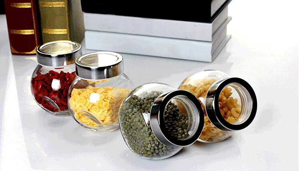 Brezzycloud 4Pieces Spice Jar Set, 200Ml Storage Jar And Container With Rust Proof Air Tight Stainless Steel Lid For Masala, Dr