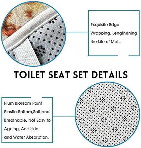 Jieprom 4Pcs Teal Rose And Leopard Shower Curtain Set With Rugs,Toilet Lid Cover And Bath Mat, Shower Curtain With 12 Hooks, Com