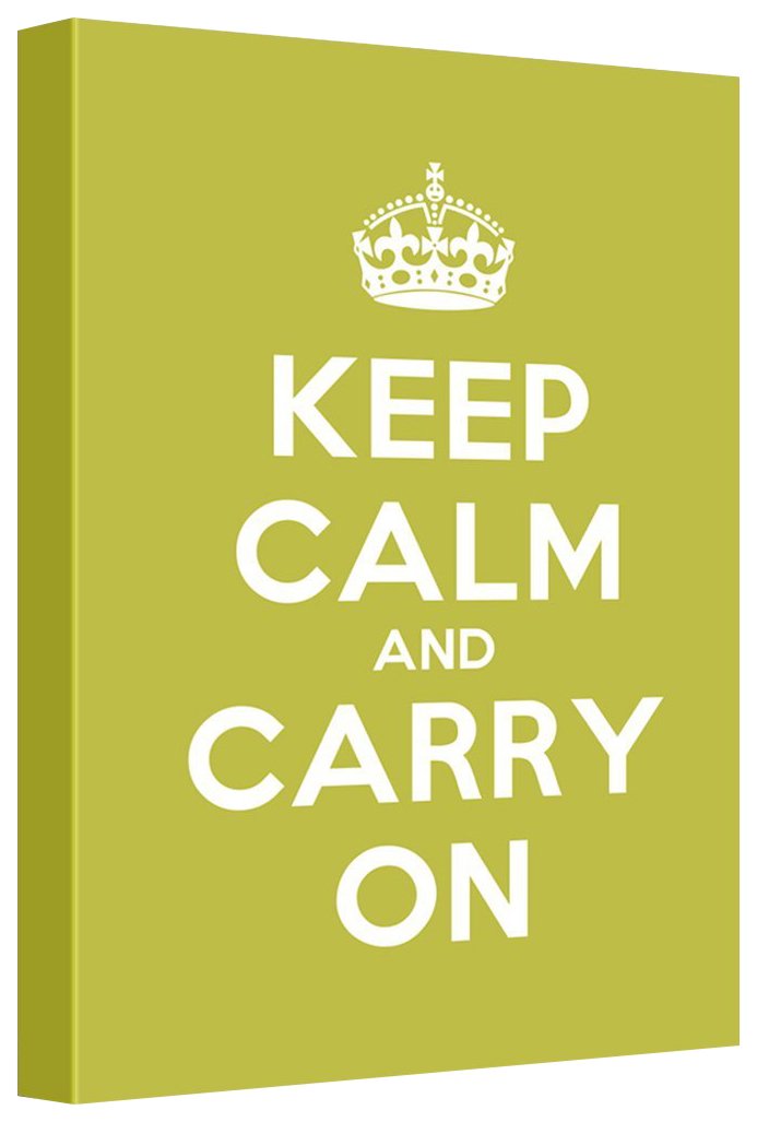Wall26 Canvas Wall Art Gallery Wrap Prints, Keep Calm And Carry On Stretched Grass Green Home Decor Ready To Hang, 12'' L X 18''