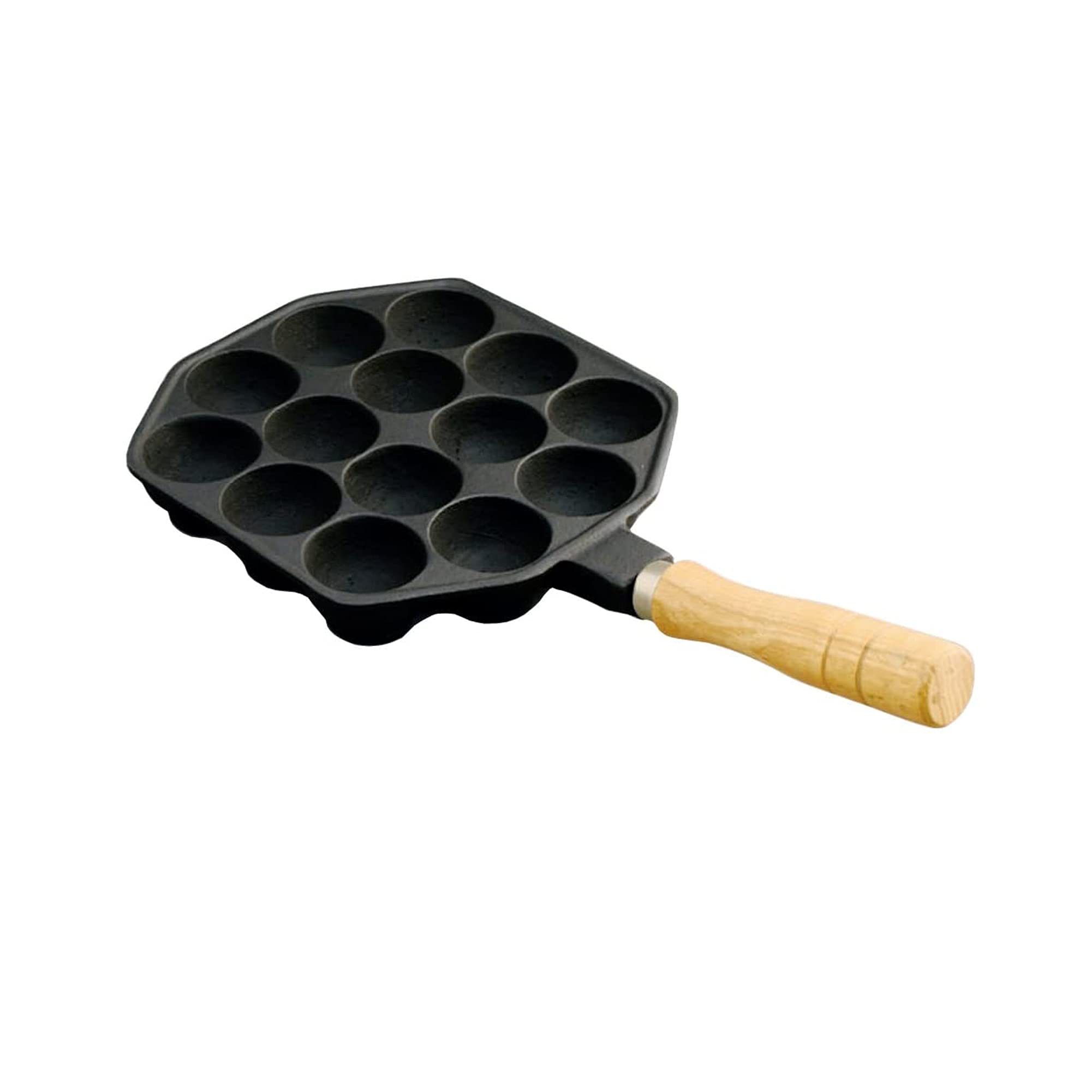 IPPINKA Japanese Cast Iron Takoyaki Grill Pan, 14 Holes, Made in Japan, Compatible with Gas Stoves