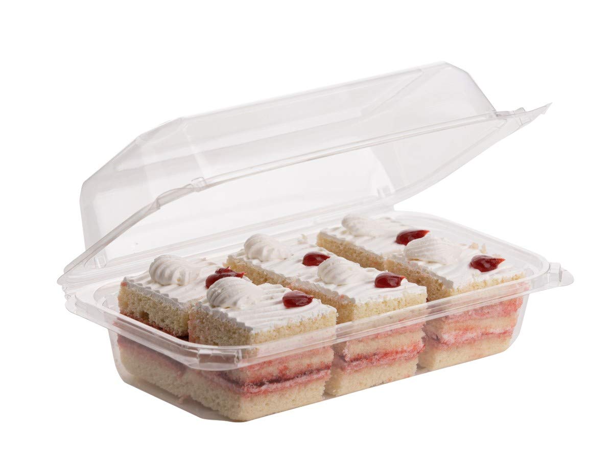 Smygoods Plastic Loaf Container, (Pack Of 25-9 3/10 X 5 1/2 X 3 1/3) Disposable Plastic Sturdy Hinged Loaf Containers