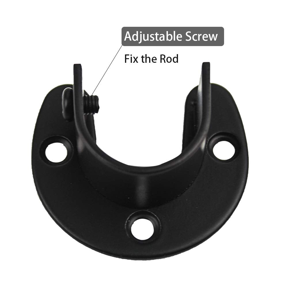 Zipseven 1-5/16 Shower Closet Rod Holder Set U Shaped Hanging Rod Flange Socket Heavy Duty Curtain Pole Bracket Supports Stainle