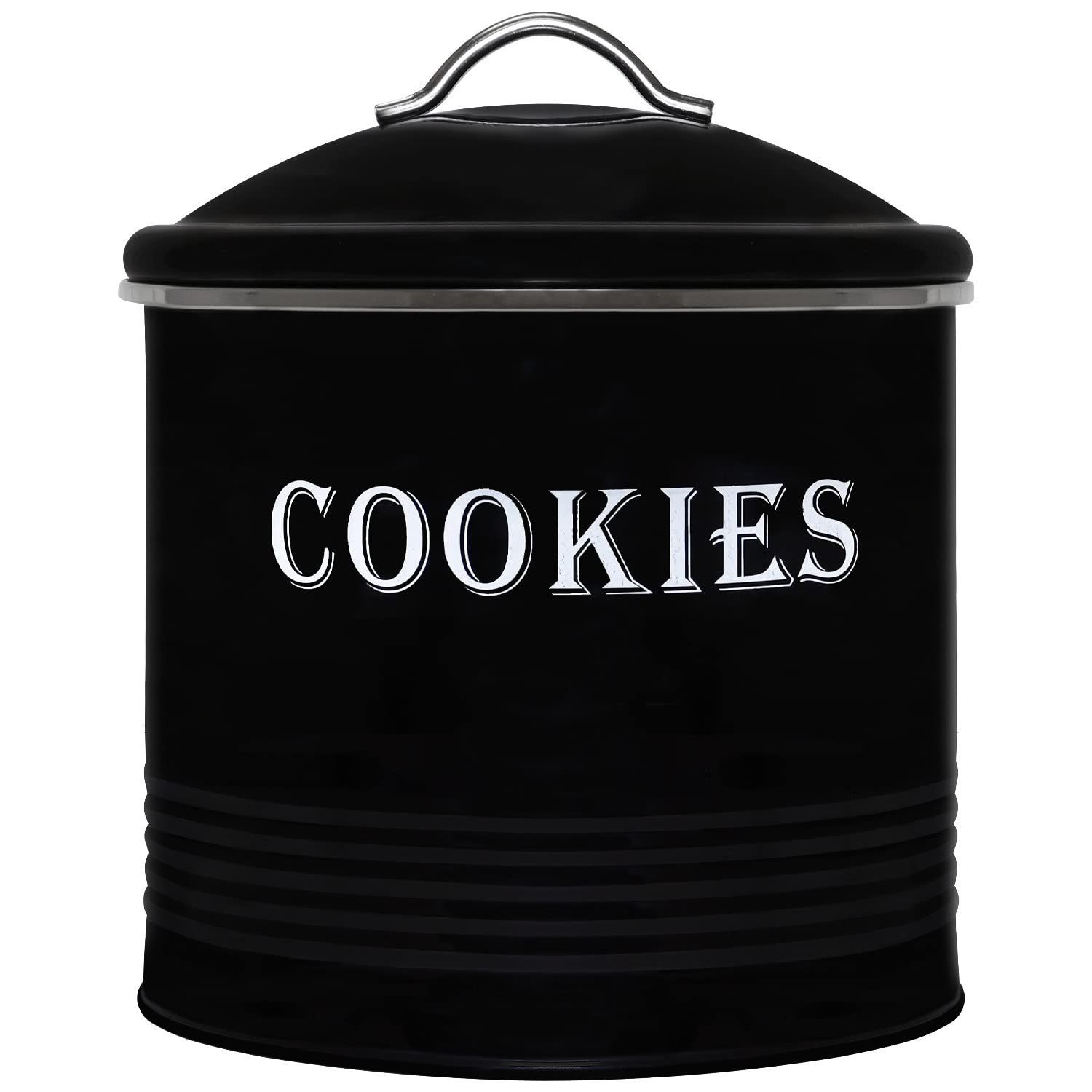 Blue Donuts Vintage Cookie Tin - Airtight Jar Containers, Kitchen Counter, Large Size, Gift Giving