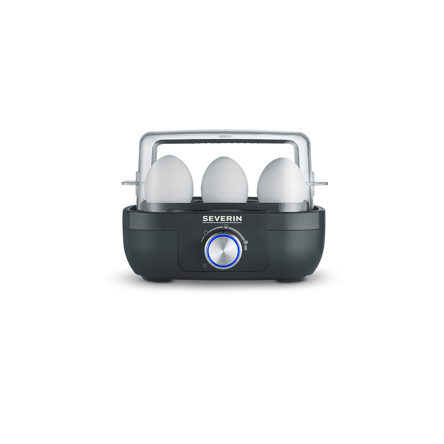 SEVERIN EK 3166 Egg Cooker for 6 Eggs with Electronic Cooking Time Monitoring with Measuring Cup with Egg Picker, Egg Cooker for
