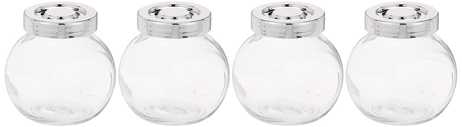 Rajtan 4 Pack Spice Jars Set  Aluminum Metal Lid, Glass Jars For Storage Of Spices, Pickles And Dry Fruits