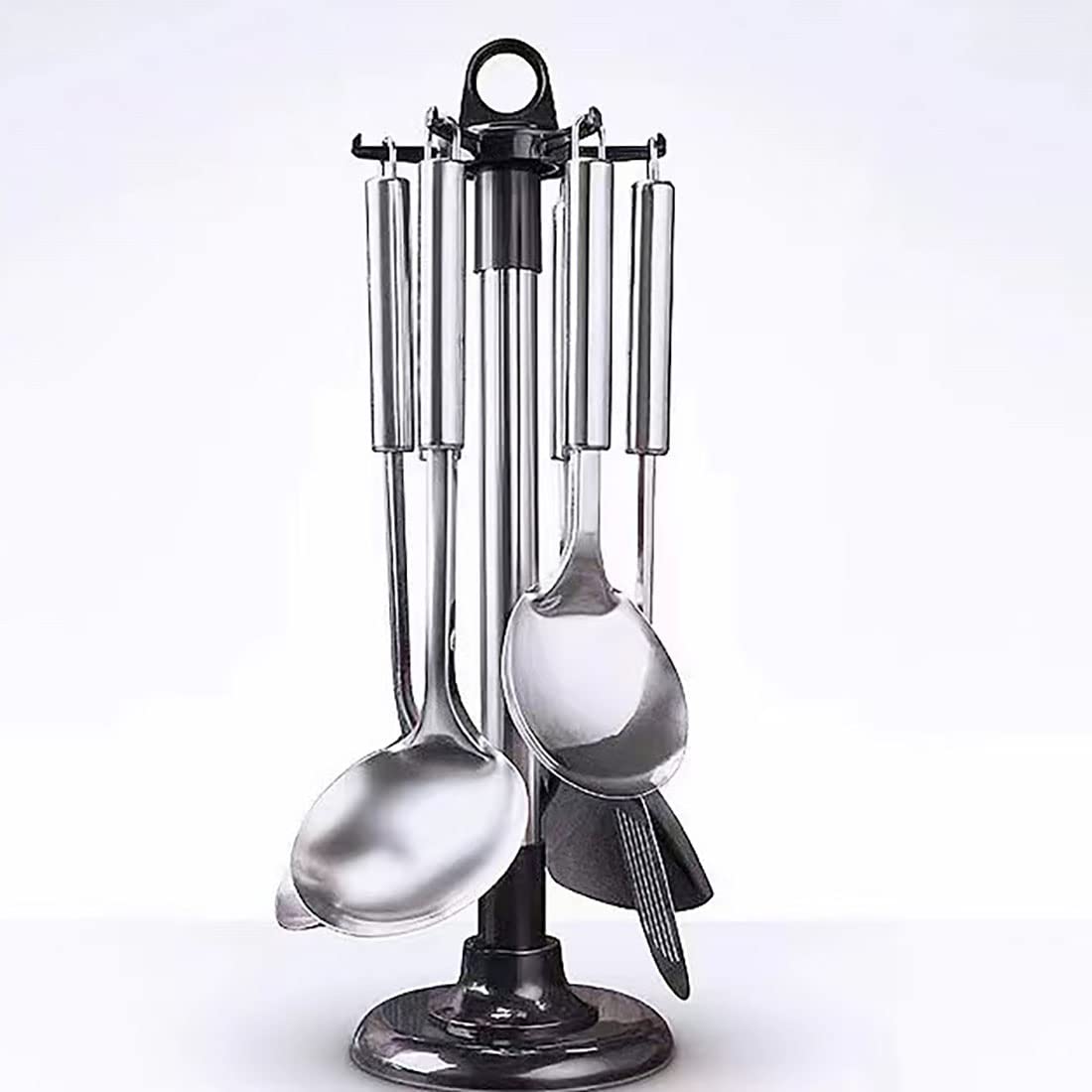 Ycsssd Kitchen Ware Storage Rack,Stainless Steel Kitchen Utensil Holder Organizer, Countertop 360 Degree Rotating Utensil Holder