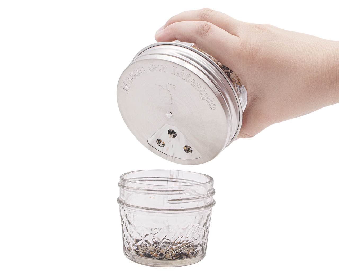 4 Pack Stainless Steel Spice Shaker Lid For Mason Jars (Wide Mouth)