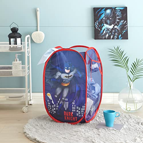 Idea Nuova Batman Pop Up Hamper With Durable Carry Handles, 21'' H X 13.5'' W X 13.5'' L, Batman/Blue