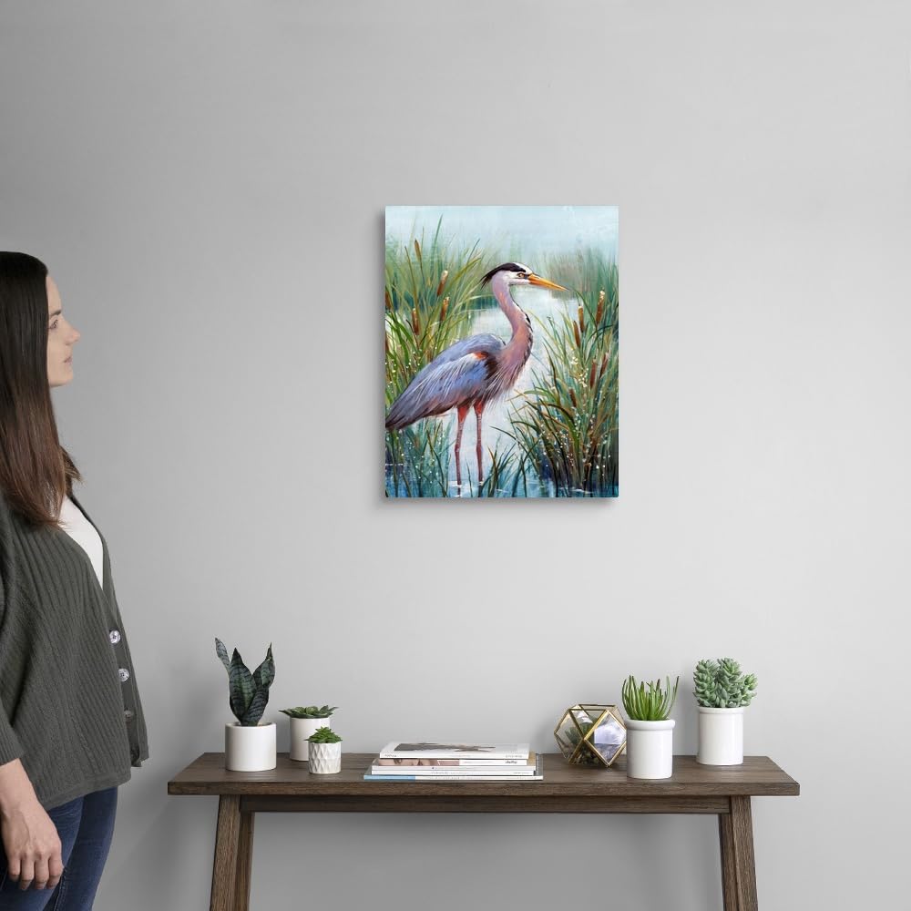 Canvas On Demand Marsh Heron I Canvas Wall Art Print By Tim O'Toole, Coastal, Contemporary, Home Decor, Animals, Bird Artwork, 1