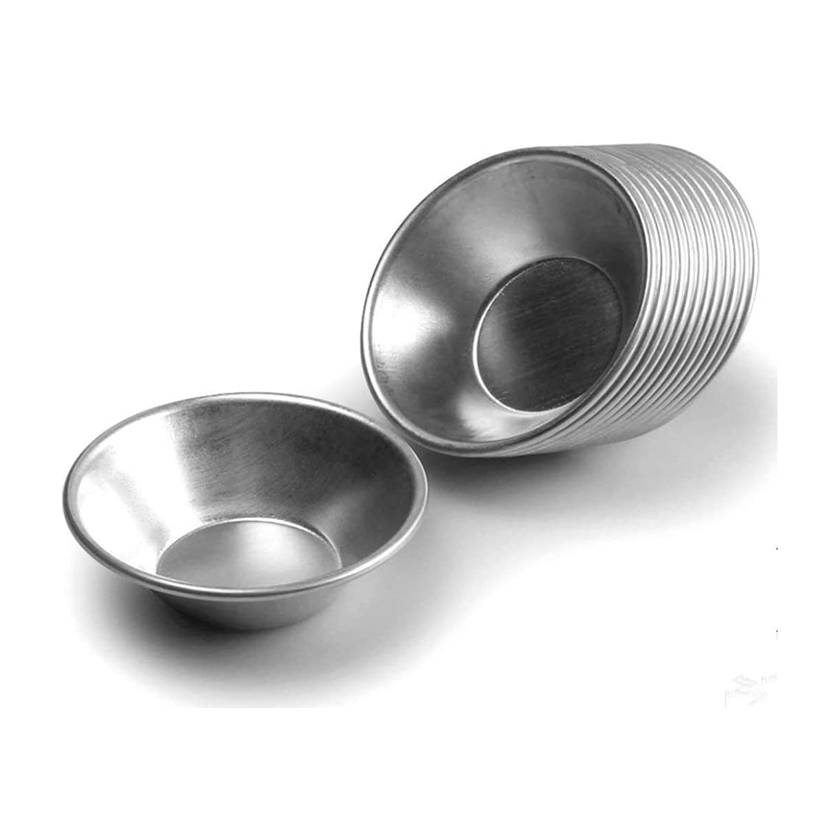 Bmiroamdfe 25 Pieces Egg Tart Molds Tiny Pie Tartlets Dessert Mold Pans Tin Puto Cup Bakeware Cake Cookie Mold, Round Resuable (