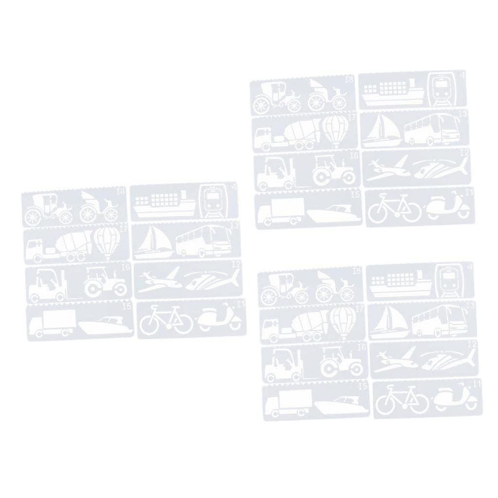 Enakshi 24Pcs Assorted Plastic Template Drawing Stencil Art Supply Transport | Crafts | MultiPurpose Craft Supplies | Stencils 