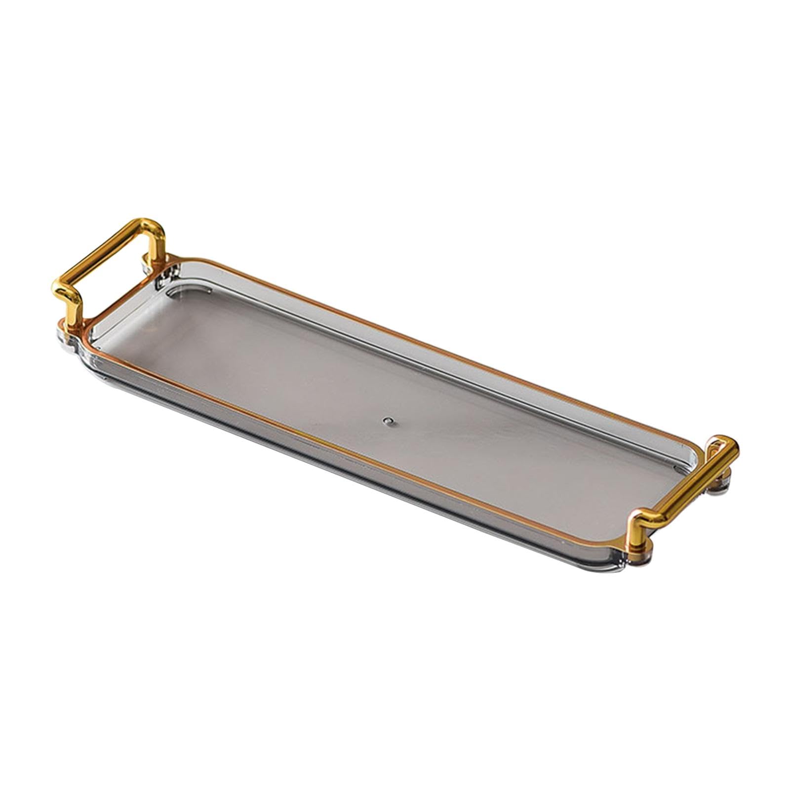 Ecomistiq Rectangular Serving Platters With Handles Vanity Tray For Party Home Kitchen Gray | Trays | Dinnerware & Serving Dishe