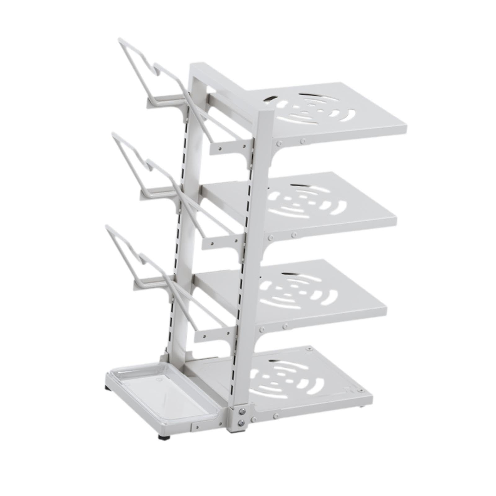 ATORSE Adjustable Pot Pan Organizer Rack 4 Tiers Pot Storage Rack for Baking Sheets