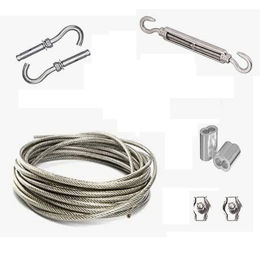 Outdoor/Indoor Clothesline, Stainless Steel Clothesline Wire Outdoor Cable Wire Rope Laundry Hanging Drying With Tightener Syste