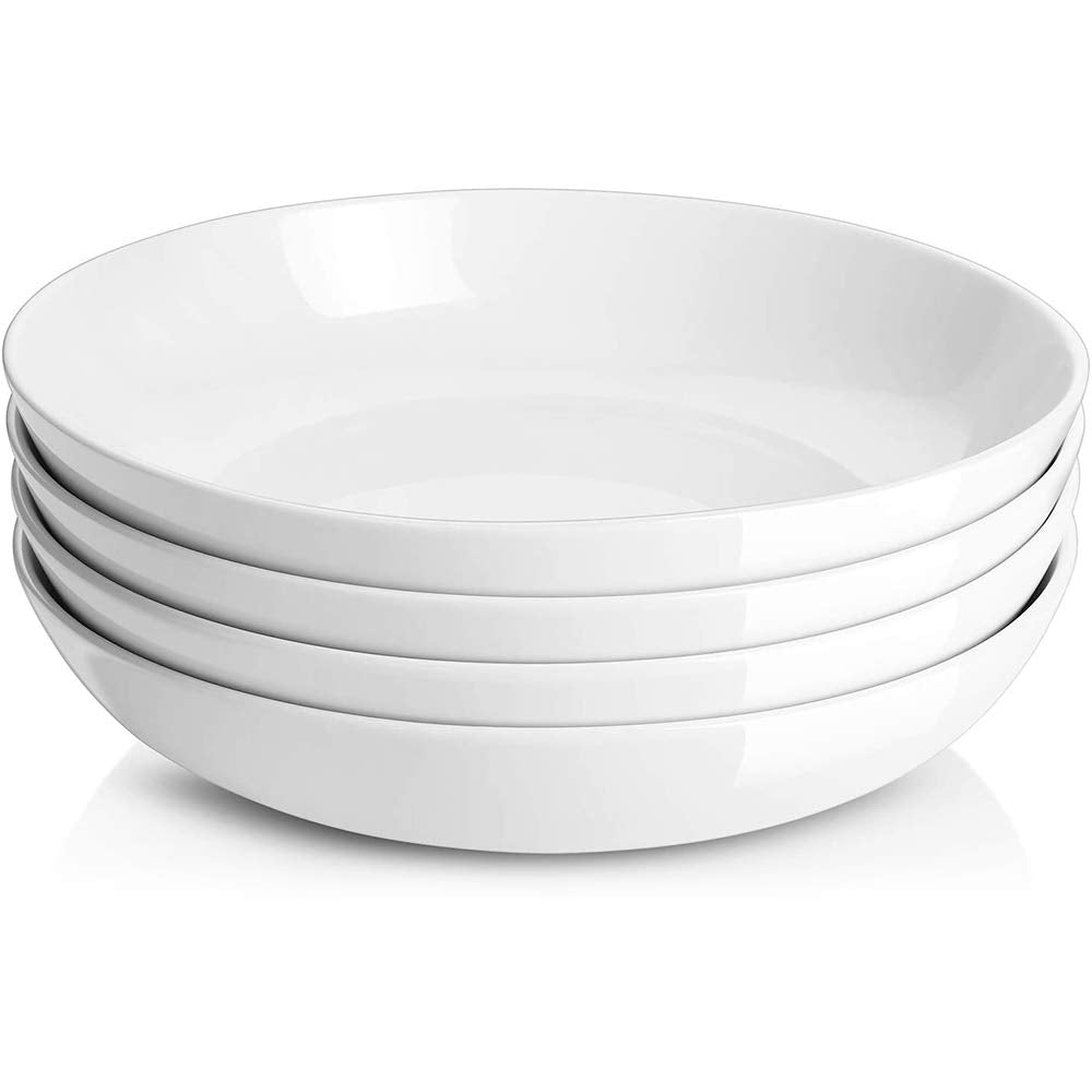 Dowan 9.75 Large Pasta Bowls, Ceramic Salad Bowls 50 Ounce, Shallow Pasta Bowls Set Of 4, Serving Bowls And Plates Set, Microw