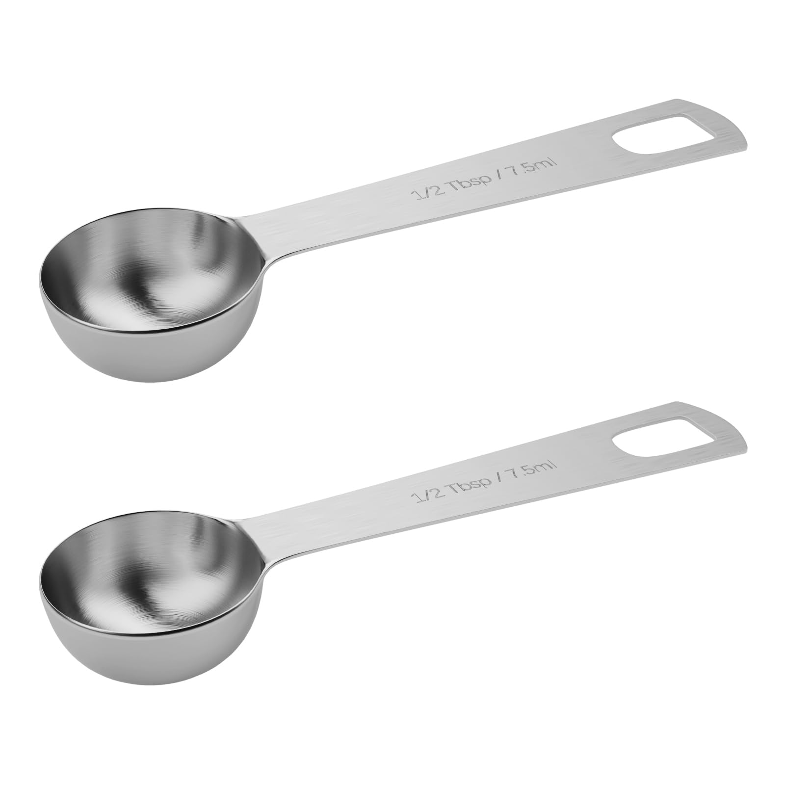 BERYLER 2PCS 1/2tbsp (1.5tsp, 7.5ml, 1/4oz) Single Measuring Spoon, Stainless Steel Individual Teaspoons Only