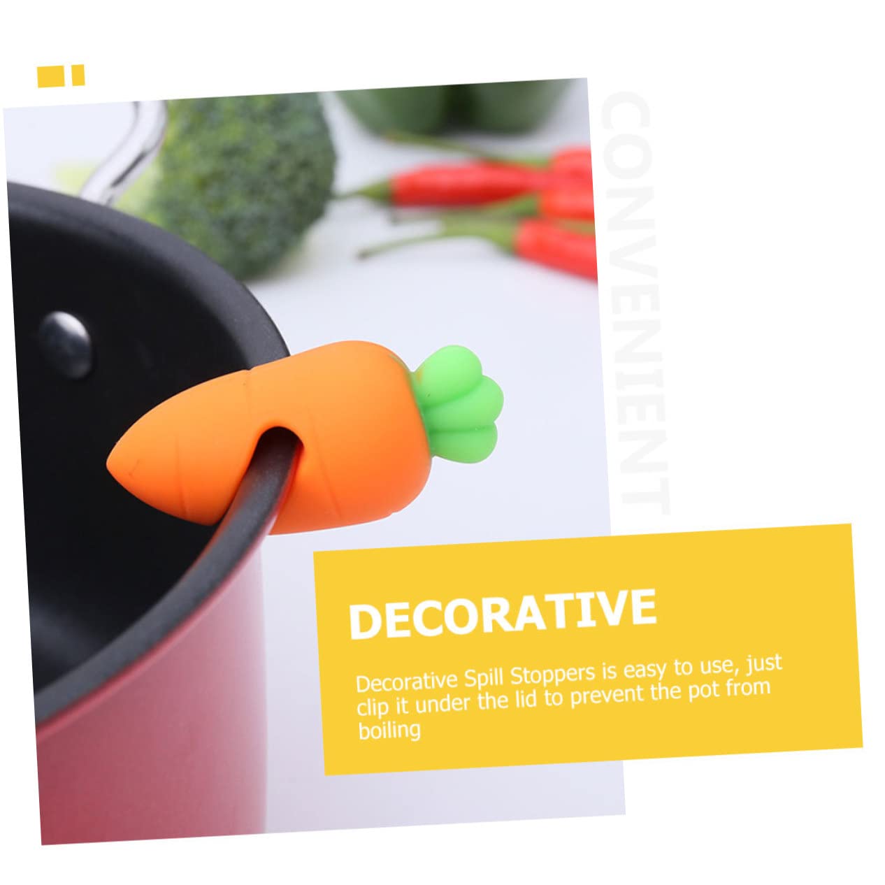 Merryhapy 6Pcs Carrot Boil Lifters - Kitchen Pot Spill Stoppers, Boil Stoppers, Spill-Proof Lifters, Pot Lid Lifters, Pot Boiler