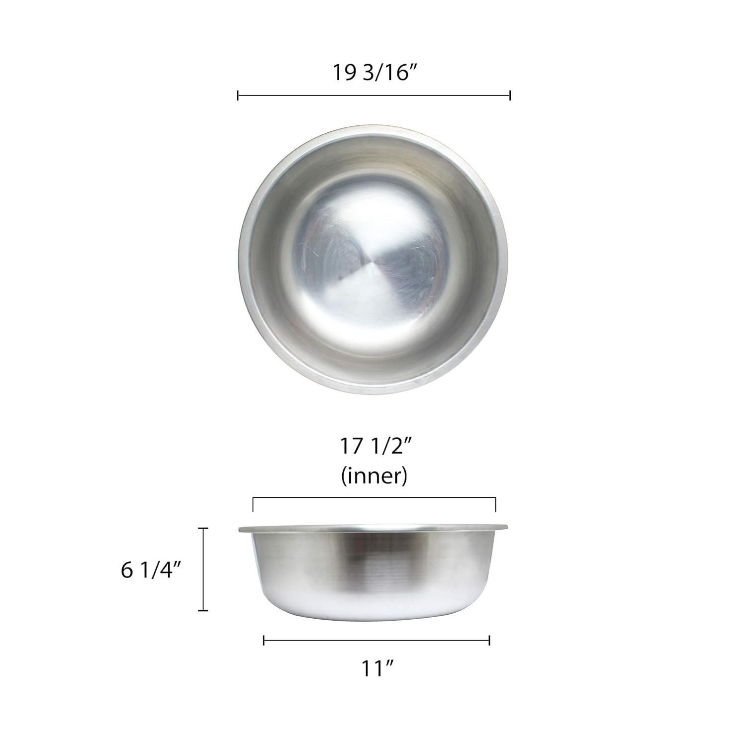 Truecraftware- 23 Qt. Heavy Duty Aluminum Basin With Tapered Edges,19'' X 6'' Made In Taiwan,Washing Bowl For Fruit And Vegetabl