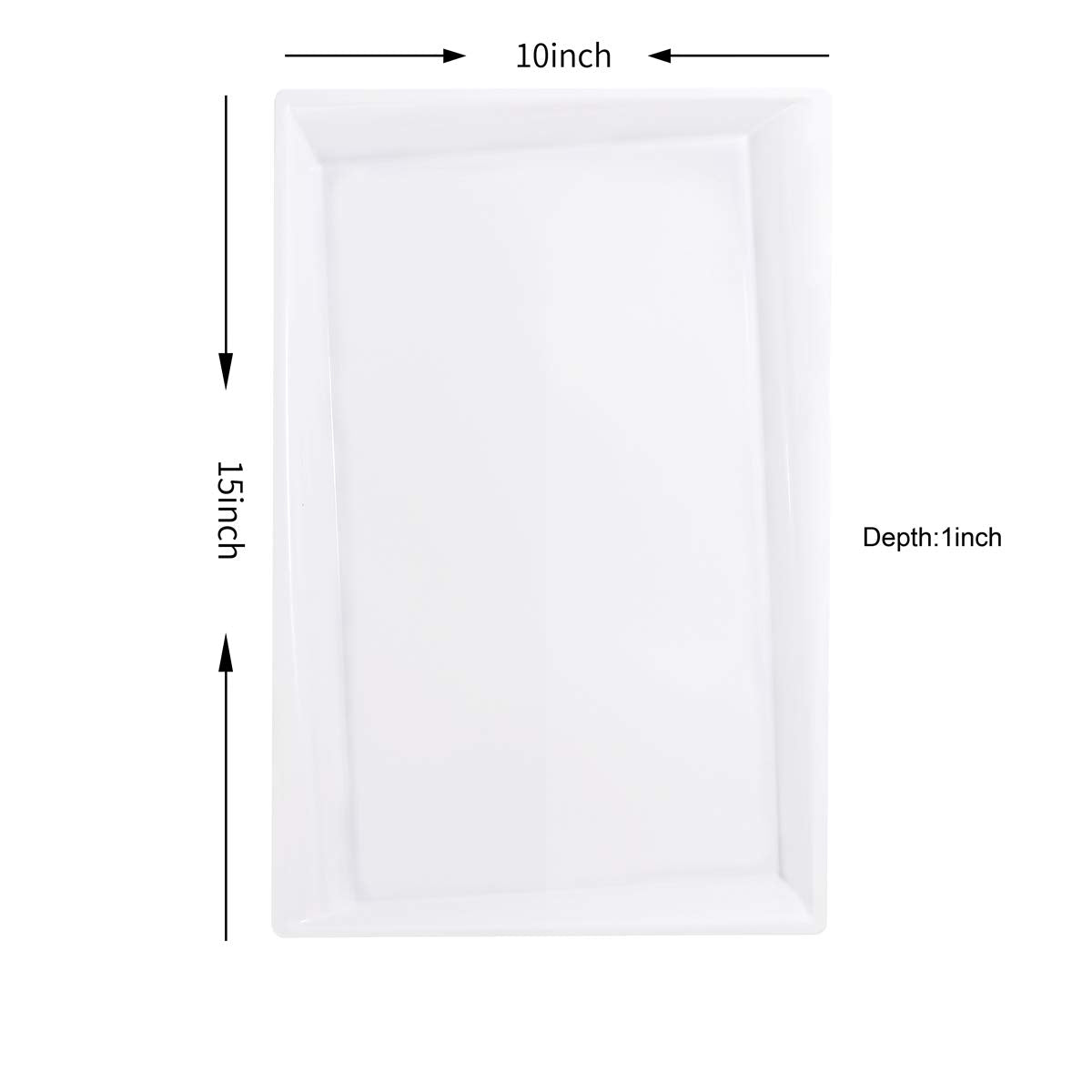 I00000 8 Pack White Plastic Serving Tray, 15'' X 10'' Rectangle Food Trays, Disposable Serving Platter For Parties, Weddings And