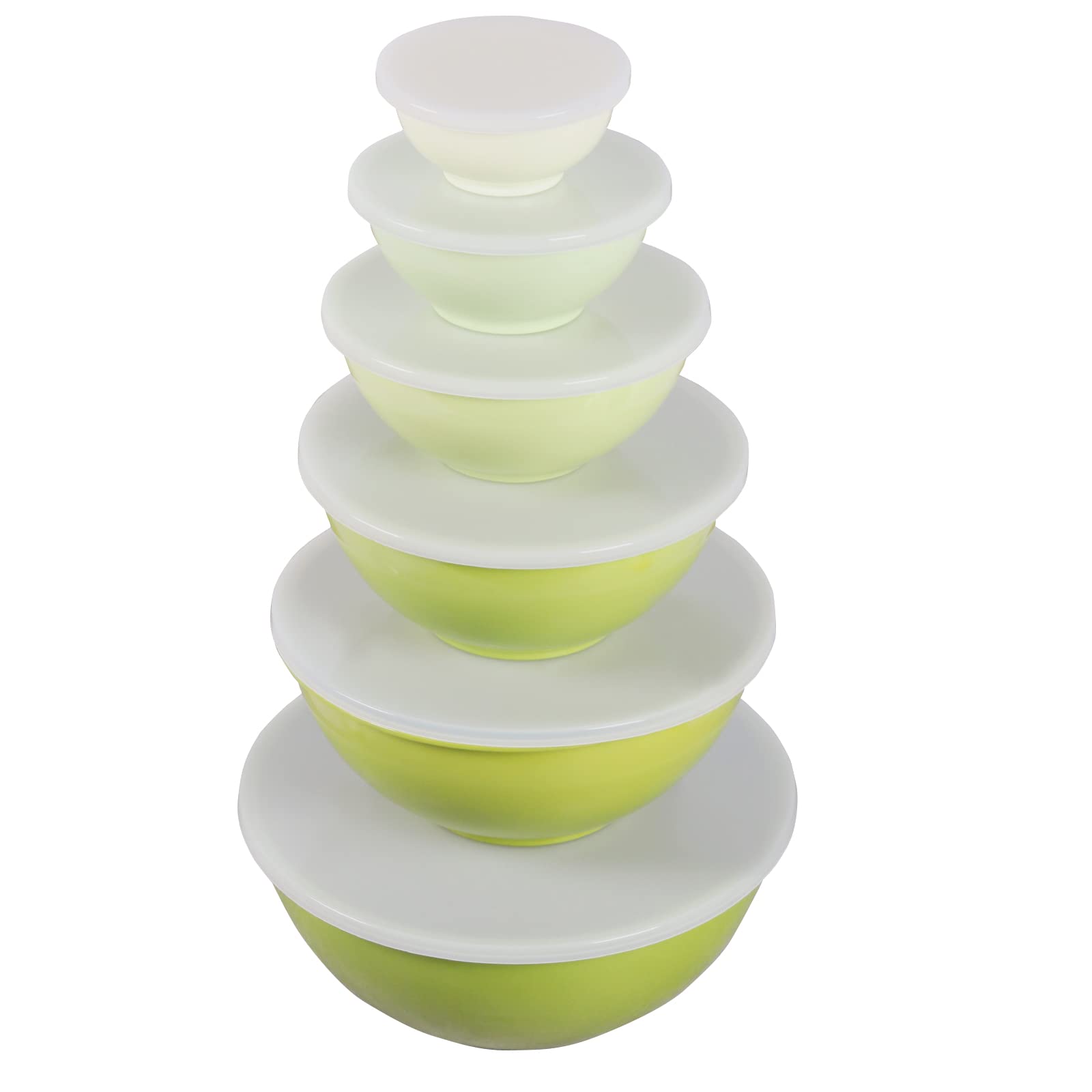 Lok-Osemile Melamine Mixing Bowls With Lids - 12 Piece Nesting Bowls Set 6 Bowls And 6 Lids, Mixing Bowl Set (Green Ombre)