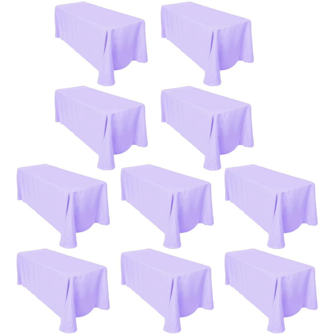 Ltc Linens 10-Pack Bulk 90X132 Inch Lavender Rectangular Tablecloths - Rounded Corners Table Cloths For 6 Ft Tables Floor-Length