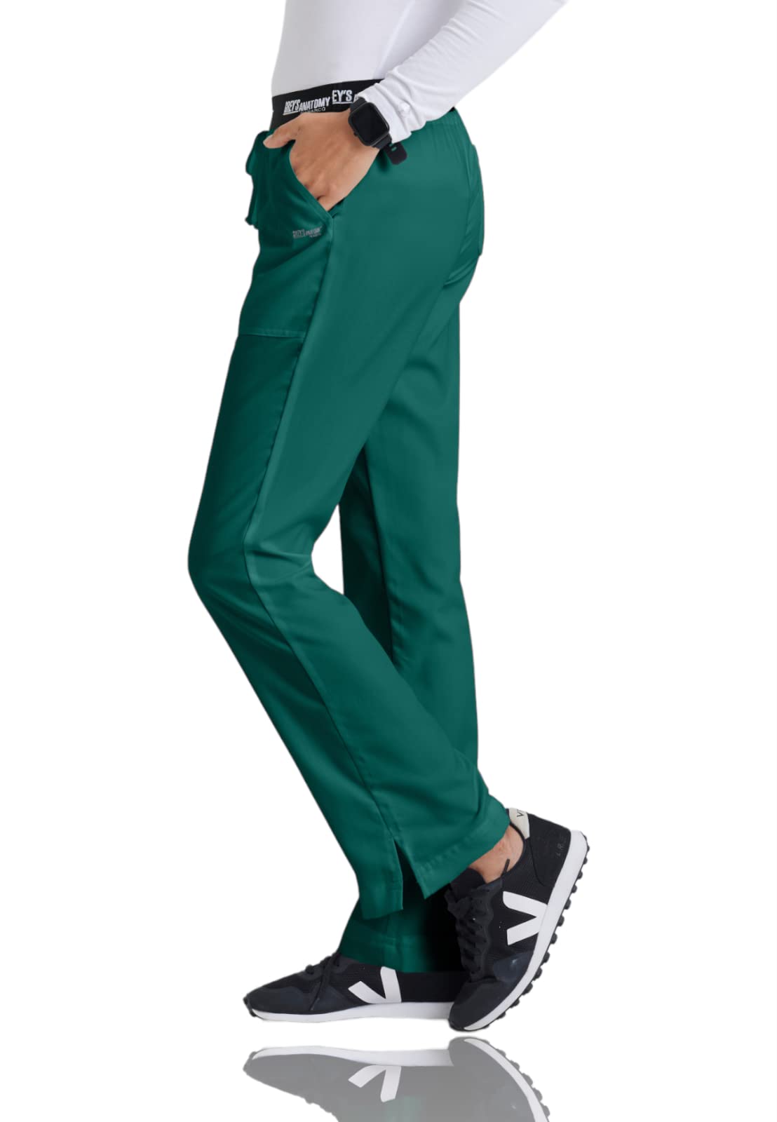 Greys Anatomy Active 4275 Womens 3 Pocket Pant With Drawstring (Hunter Green, X-Small)
