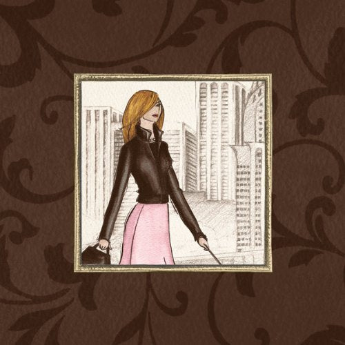 4 London Paris Roma New York Fashionista In Pink; Four 12X12 Poster Prints. Pink/Brown
