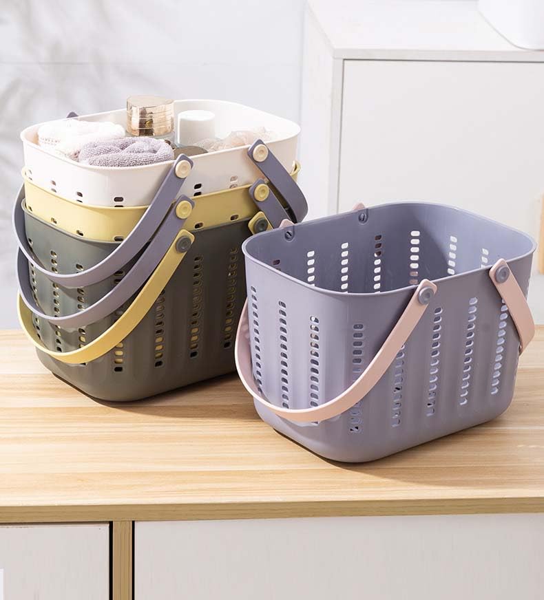 Kamuavni Portable Shower Caddy Tote Organizer Basket, Plastic Basket With Handle Hollow Out Storage Caddy Tote Bin For Tool, Gar