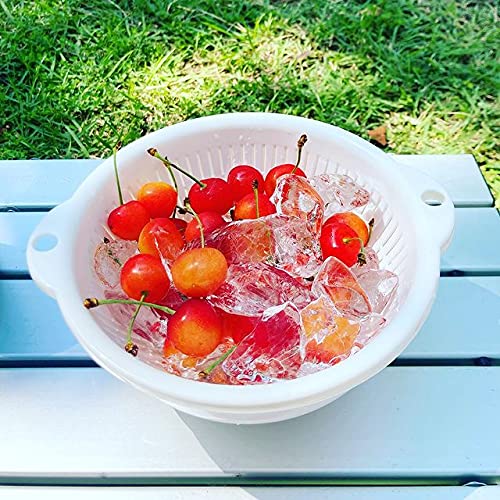 Small Kitchen Colanders And Bowl Pair Set. Easy To Use, 1.2-Quart, 7'' Handy Size, For Pasta, Spaghetti, Berry, Veggies, Fruits,