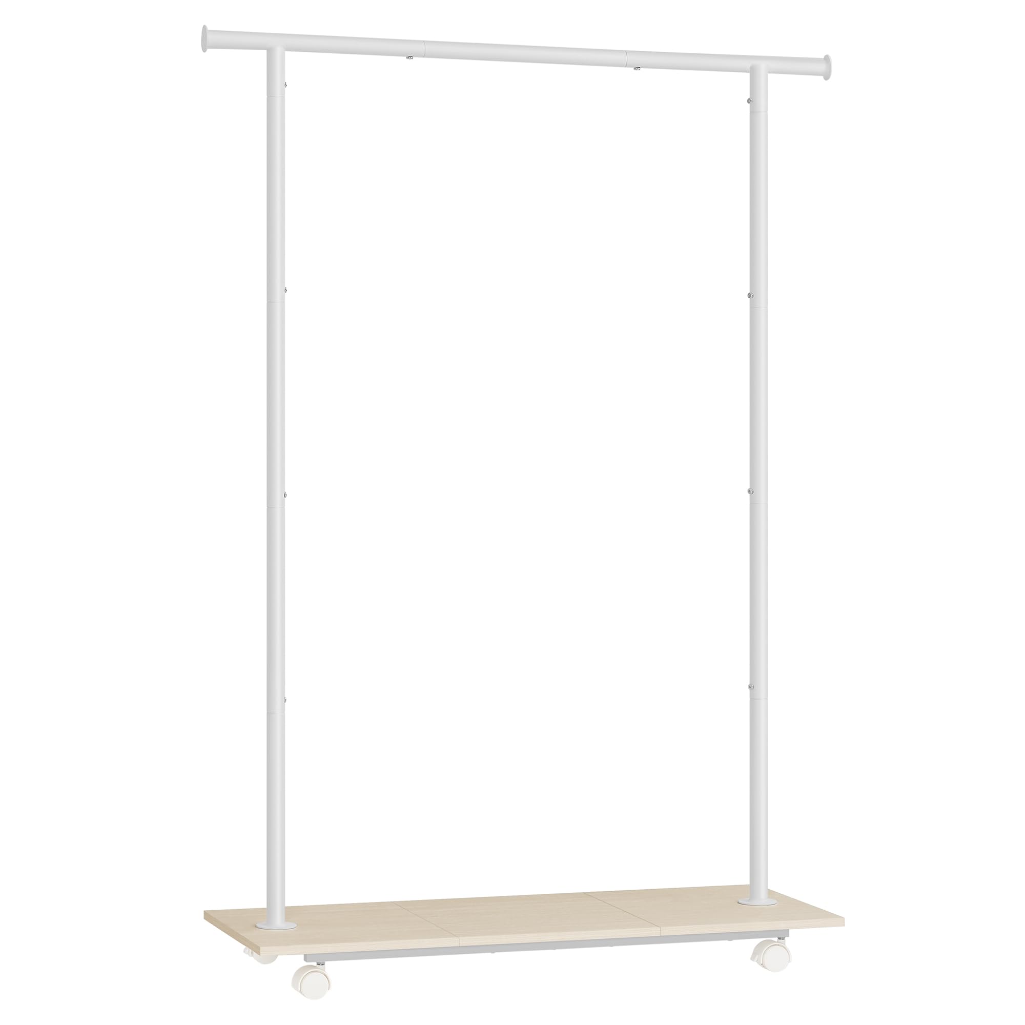 Songmics Clothes Rack With Wheels, Clothing Rack For Hanging Clothes, 38.8 Inches Metal Garment Rack With Shelf, Loads Up To 110