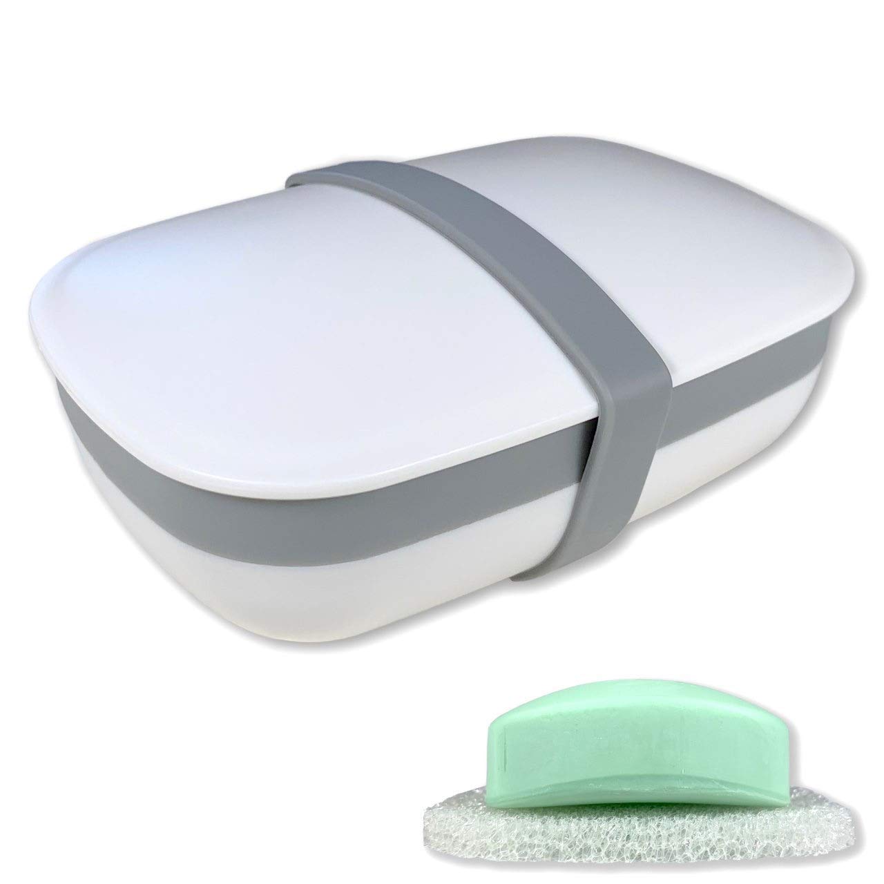 Kiasona Travel Soap Box,Soap Bar Holder Dish Container Case With Sponge Saver Drain&Silicone Band,Strong Sealing,Leak Proof,Port